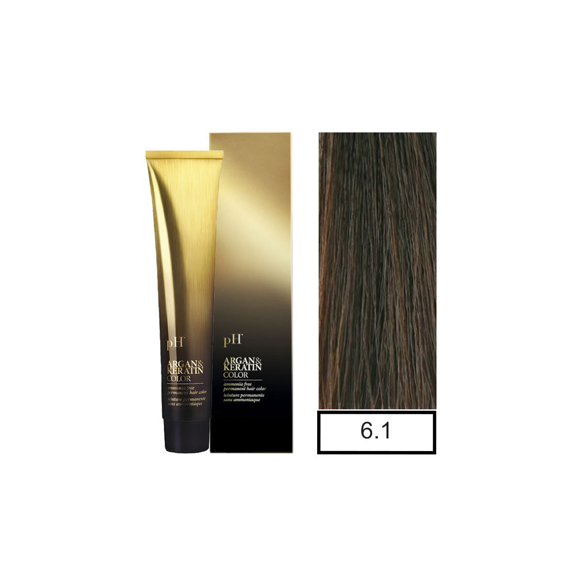 Tinte PH Color 6-1 Rubio Oscuro Ceniza Coloración Permanente sin Amoníaco