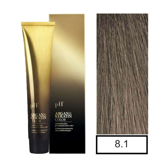 Tinte PH Color 8-1 Rubio Claro Ceniza Coloración Permanente sin Amoníaco