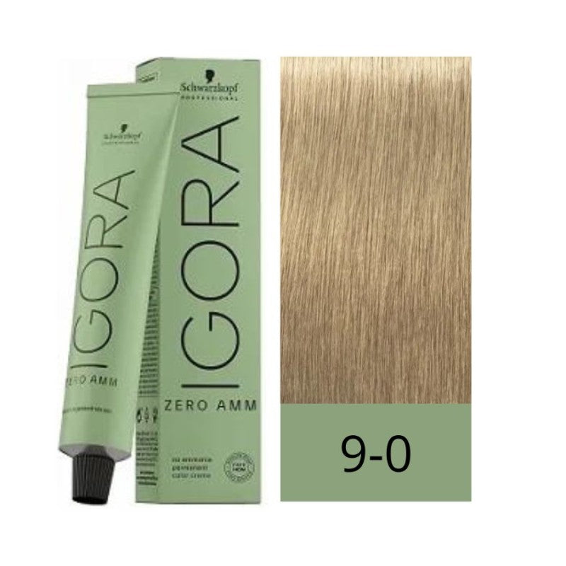 Tinte Igora Zero Amm  9-0  Rubio Muy Claro Natural  60 ml- Coloración Permanente Sin Amoníaco