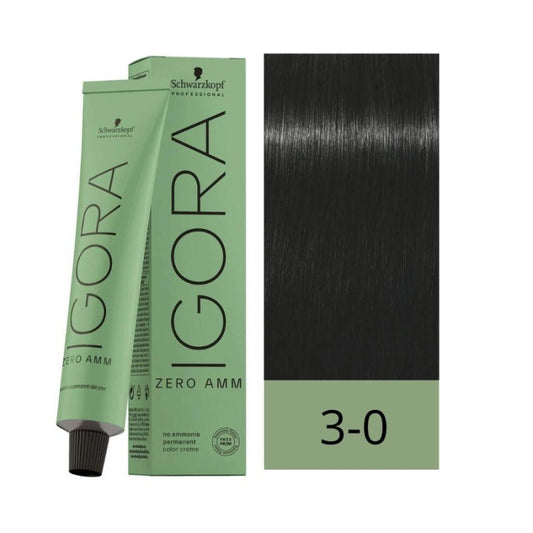 Tinte Igora Zero Amm  3-0 Castaño Oscuro 60 ml- Coloración Permanente Sin Amoníaco