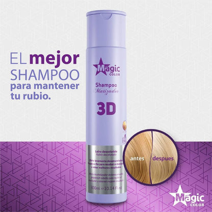 Champú 3D Matizador Para Cabellos Rubios- 300 ml- Magic Color