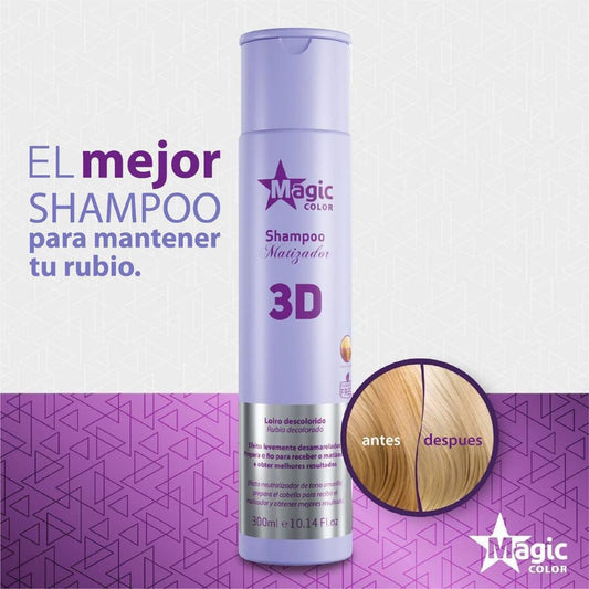 Champú 3D Matizador Para Cabellos Rubios- 300 ml- Magic Color