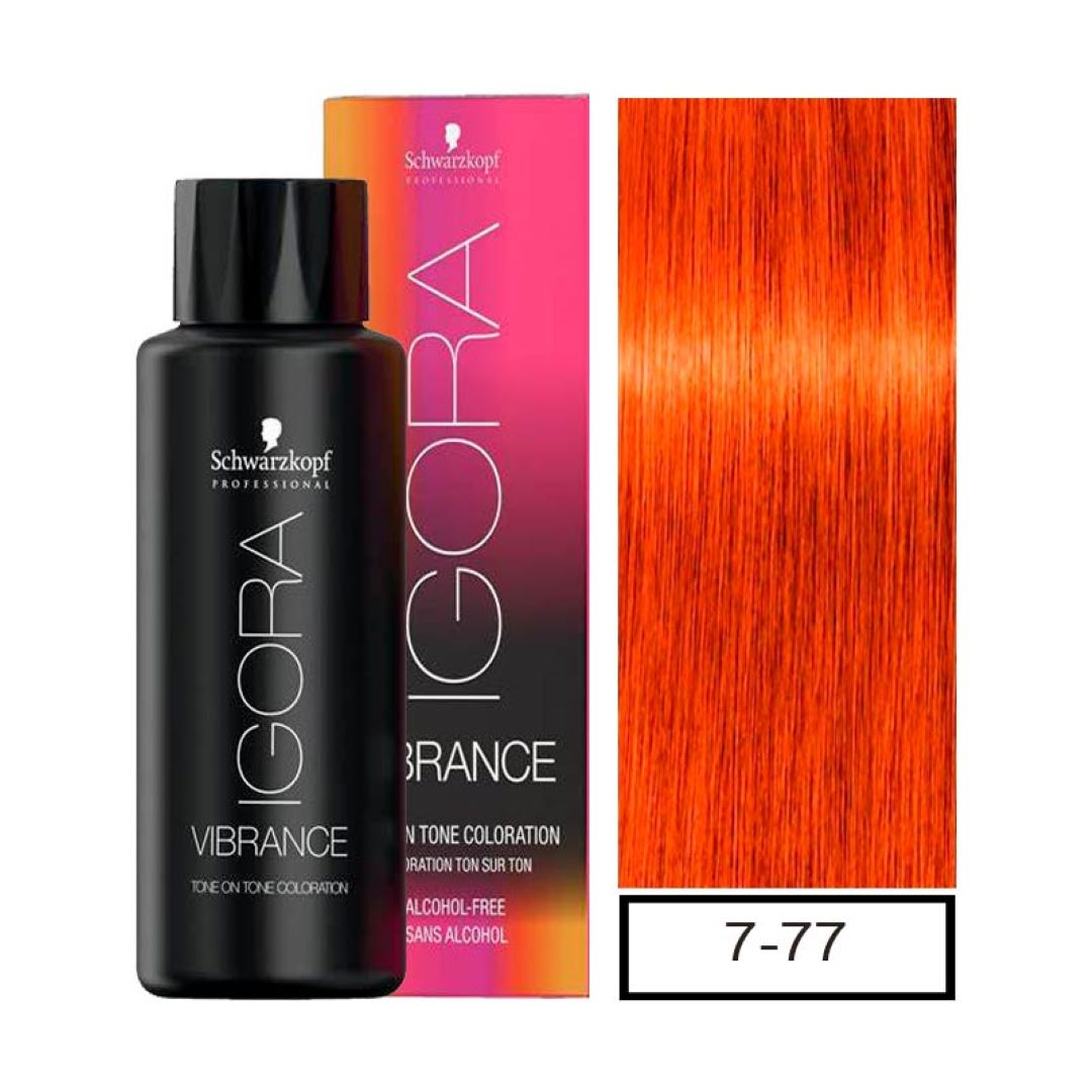 Tinte Igora Vibrance 7-77 Rubio Medio Cobrizo Intenso 60 ml- Coloración Demipermanente
